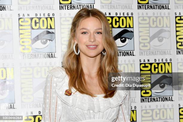 Melissa Benoist attends the 'Supergirl' Press Line during Comic-Con International 2018 at Hilton Bayfront on July 21, 2018 in San Diego, California.