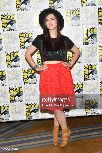 Katie McGrath attends the 'Supergirl' Press Line during Comic-Con International 2018 at Hilton Bayfront on July 21, 2018 in San Diego, California.