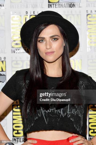 Katie McGrath attends the 'Supergirl' Press Line during Comic-Con International 2018 at Hilton Bayfront on July 21, 2018 in San Diego, California.