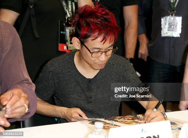 James Wan attends DC Entertainment's Warner Bros. Pictures 'Aquaman' Autograph Signing during Comic-Con International 2018 at San Diego Convention...