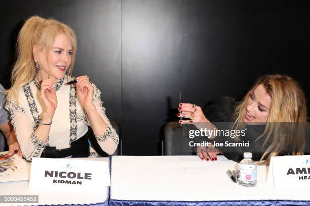 Nicole Kidman and Amber Heard attend DC Entertainment's Warner Bros. Pictures 'Aquaman' Autograph Signing during Comic-Con International 2018 at San...