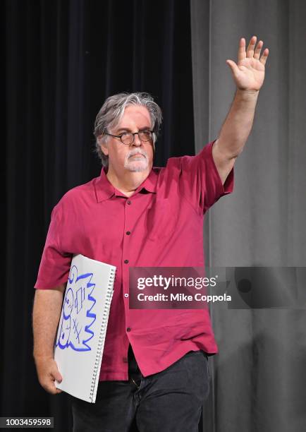 Matt Groening speaks onstage at "The Simpsons" Panel during Comic-Con International 2018 at San Diego Convention Center on July 21, 2018 in San...