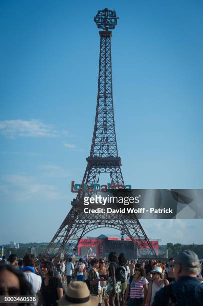 General view from Lollapalooza Festival at Hippodrome de Longchamp on July 21, 2018 in Paris, France.
