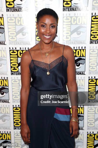 Christine Adams attends the 'Black Lightning' Press Line during Comic-Con International 2018 at Hilton Bayfront on July 21, 2018 in San Diego,...