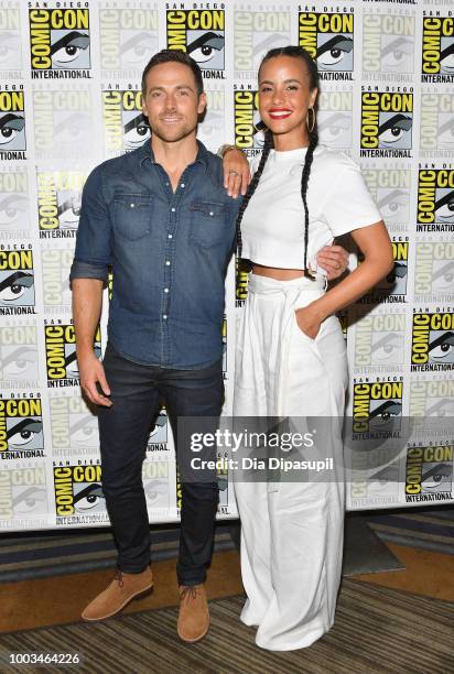 Dylan Bruce and Parisa Fitz-Henley attend the 'Midnight Texas' Press Line during Comic-Con International 2018 at Hilton Bayfront on July 21, 2018 in...