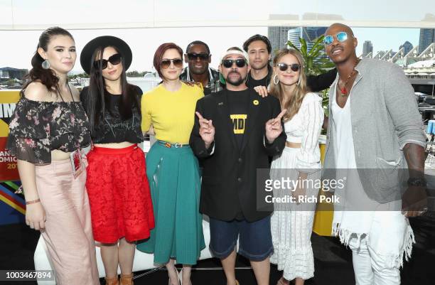 Nicole Maines, Katie McGrath, Chyler Leigh, David Harewood, Kevin Smith, Jesse Rath, Melissa Benoist and Mehcad Brooks attend the #IMDboat At San...
