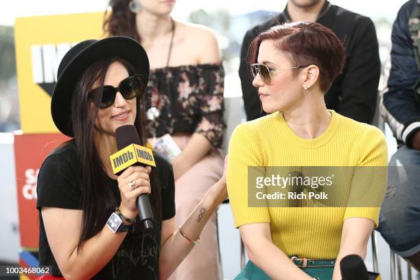 Katie McGrath and Chyler Leigh attend the #IMDboat At San Diego Comic-Con 2018: Day Three at The IMDb Yacht on July 21, 2018 in San Diego, California.