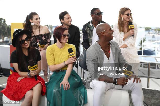 Katie McGrath, Nicole Maines, Chyler Leigh, Jesse Rath, David Harewood, Mehcad Brooks and Melissa Benoist attend the #IMDboat At San Diego Comic-Con...