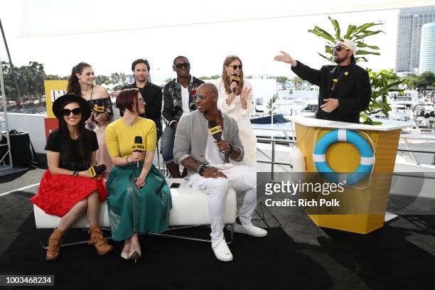 Katie McGrath, Nicole Maines, Chyler Leigh, Jesse Rath, David Harewood, Mehcad Brooks, Melissa Benoist and Kevin Smith attend the #IMDboat At San...