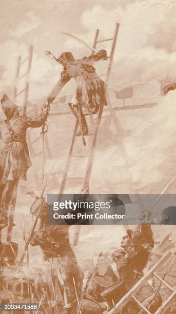 Marbot and Labédoyère Scaling the Wall at Ratisbon' . Jean Baptiste Marbot and Charles François Huchet de la Bédoyère scaling the walls during the...