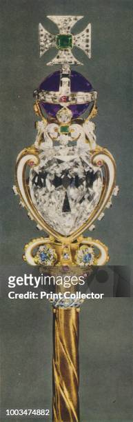 The Royal Sceptre with The Cross', circa 1936 . From Coronation Souvenir Book 1937, edited by Gordon Beckles. [Daily Express, London, 1937]. Artist...