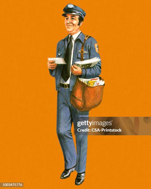 mailman - courier delivery stock illustrations
