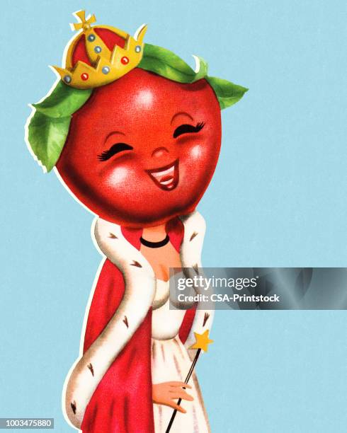 queen with an apple head - beauty queens stock illustrations