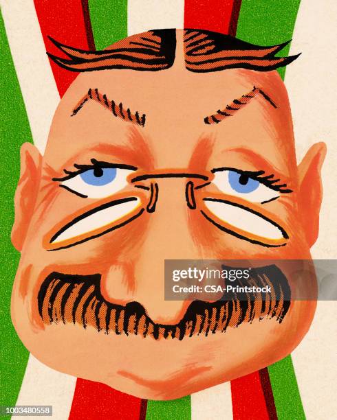 man with a mustache - man eyebrows stock illustrations