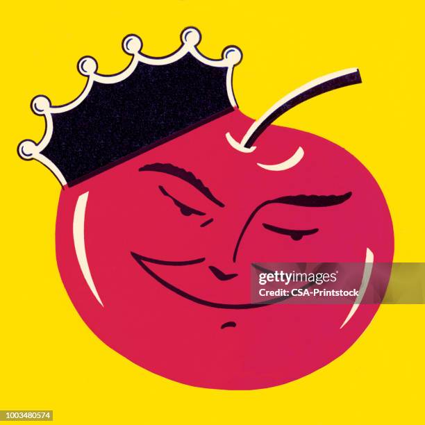 cherry with crown - cherry stock illustrations
