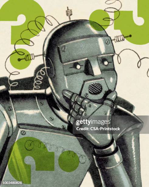 denken roboter - roboter stock-grafiken, -clipart, -cartoons und -symbole