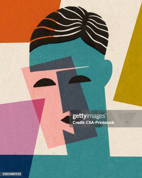 ilustraciones, imágenes clip art, dibujos animados e iconos de stock de abstract cara - arte moderno