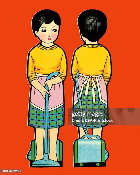 woman front and back - stereotypically working class stock illustrations