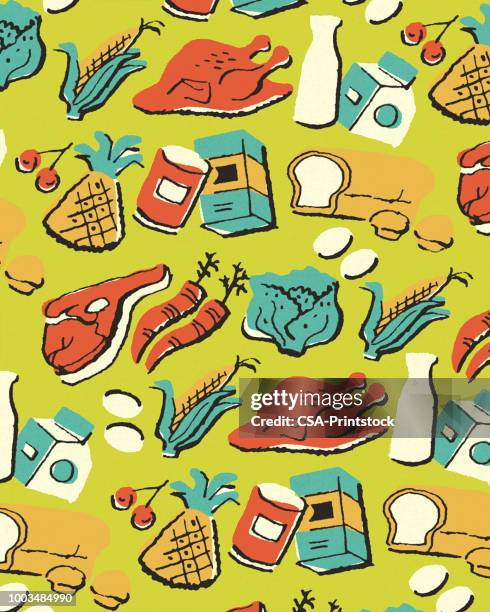 pattern of food - pineapple pattern stock illustrations