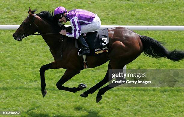 Fame And Glory ridden by jockey Johnny Murtagh wins the Tattersalls Gold Cup at Curragh Racecourse on May 23, 2010 in Kildare, Republic of Ireland.