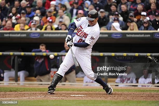 Jim Thome of the Minnesota Twins bats against the Chicago White Sox on May 12, 2010 at Target Field in Minneapolis, Minnesota. The Twins defeated the...
