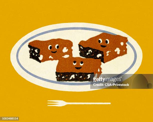 ilustraciones, imágenes clip art, dibujos animados e iconos de stock de tres bares de chocolate - brownie