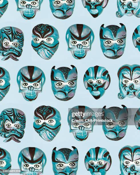 ilustrações de stock, clip art, desenhos animados e ícones de variety of masks - luta livre mexicana