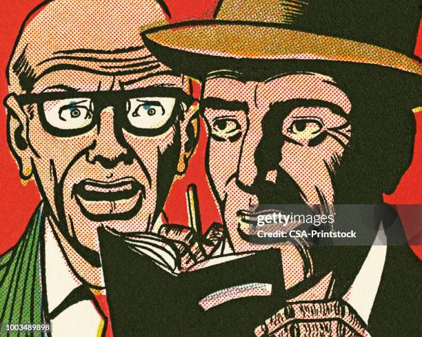 ilustraciones, imágenes clip art, dibujos animados e iconos de stock de dos hombres - two detectives
