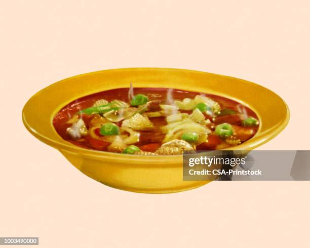 bowl of soup - soup stock illustrations