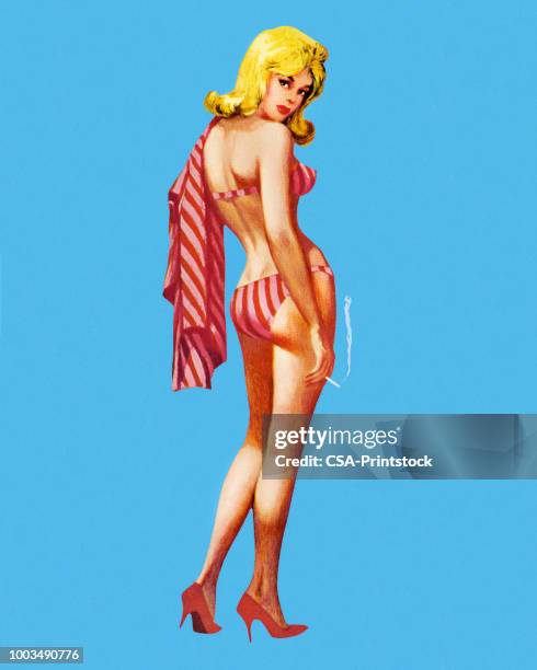 illustrations, cliparts, dessins animés et icônes de femme en bikini avec le recul - femme sensuelle