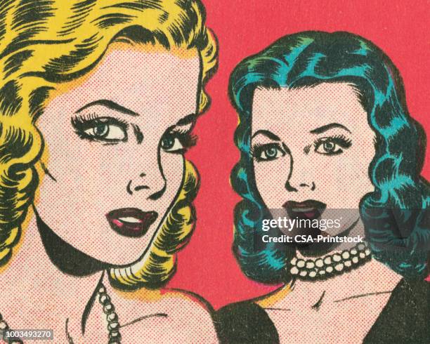 two women - hair close up stock illustrations