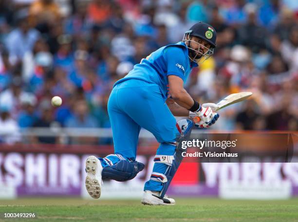 Suresh Raina of India batting during the 3rd Royal London ODI match between England and India at Headingley on July 17, 2018 in Leeds, England.