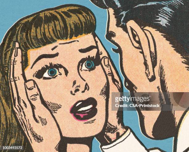 man holding woman's head - staring stock illustrations