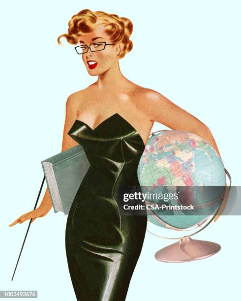 sexy teacher - pin up girl stock illustrations