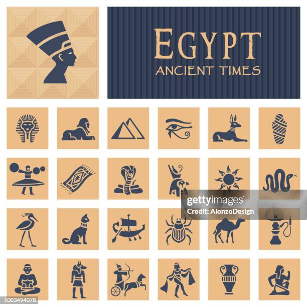 ancient egyptian icons - ancient stock illustrations