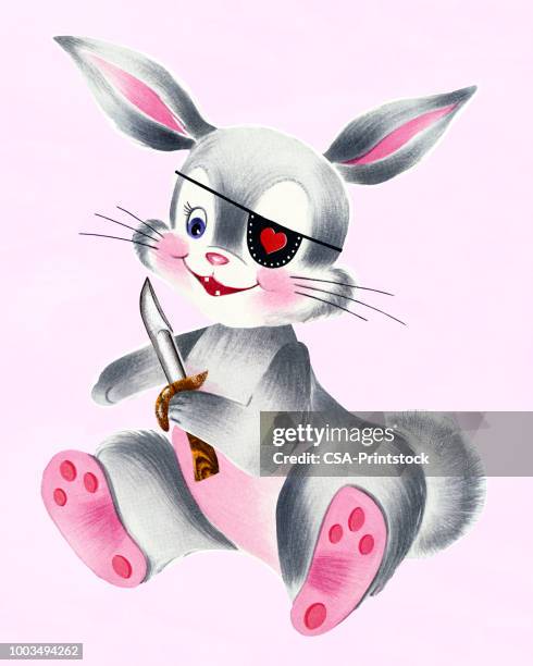 pirate rabbit - eye patch stock illustrations