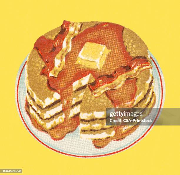 stack of pancakes - pancake stock illustrations