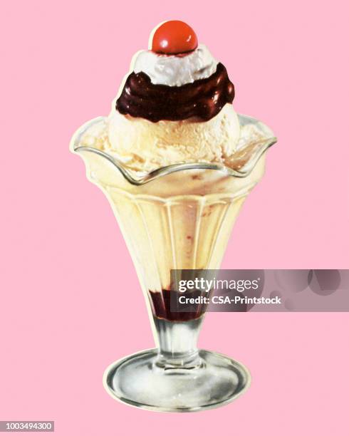 ice cream sundae - whipped food stock-grafiken, -clipart, -cartoons und -symbole