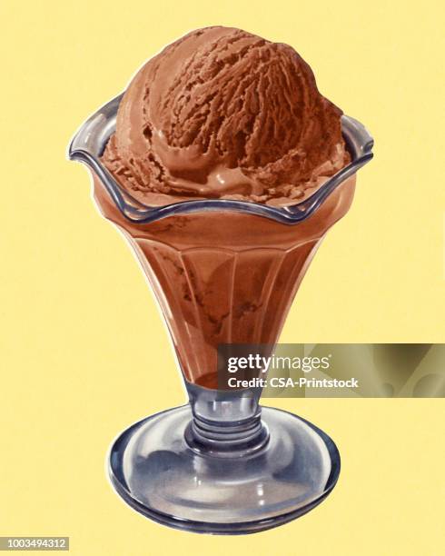 chocolate ice cream - ice cream sundae stock illustrations
