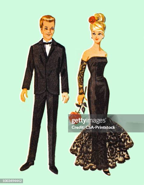 formal couple - paper puppet stock illustrations