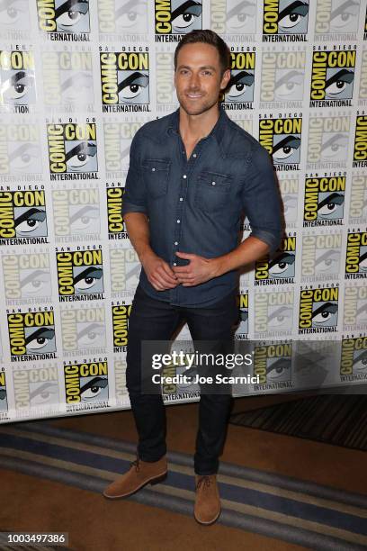 Dylan Bruce arrives at the 'Midnight Texas' press line at Comic-Con International 2018 on July 21, 2018 in San Diego, California.