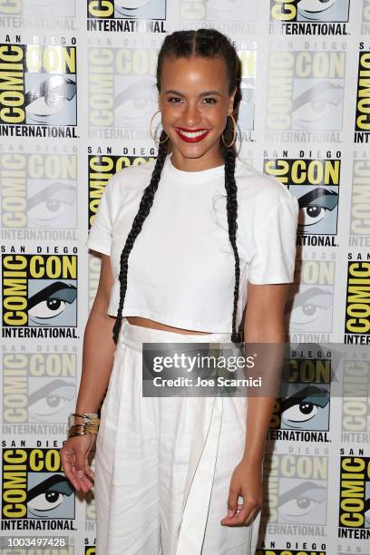 Parisa Fitz-Henley arrives at the 'Midnight Texas' press line at Comic-Con International 2018 on July 21, 2018 in San Diego, California.