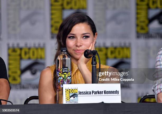 Jessica Parker Kennedy speaks onstage at the"The Flash" Special Video Presentation and Q&A during Comic-Con International 2018 at San Diego...