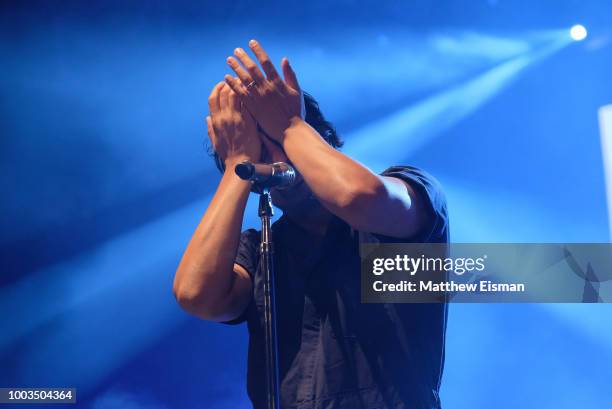 Sameer Gadhia of Young the Giant performs onstage during OZY FEST 2018 at Rumsey Playfield, Central Park on July 21, 2018 in New York City.