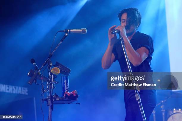 Sameer Gadhia of Young the Giant performs onstage during OZY FEST 2018 at Rumsey Playfield, Central Park on July 21, 2018 in New York City.