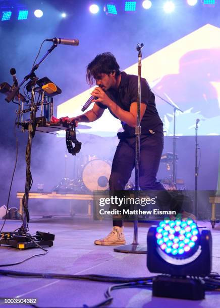 Sameer Gadhia of Young the Giant performs onstage during OZY FEST 2018 at Rumsey Playfield, Central Park on July 21, 2018 in New York City.