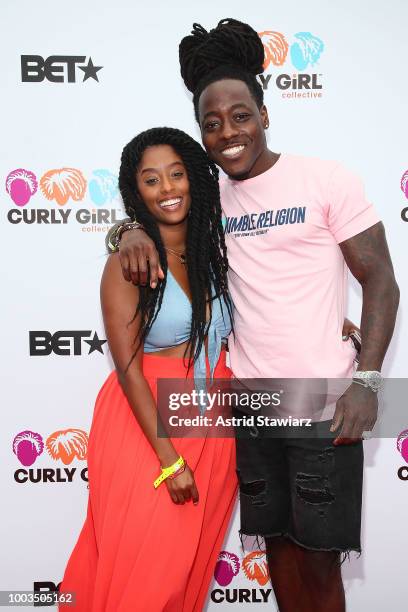 Shelah Marie and rapper Ace Hood attend Curlfest 2018 at Prospect Park on July 21, 2018 in New York City.