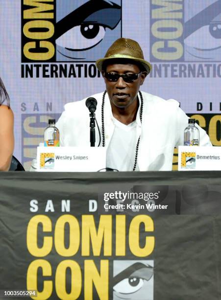 Wesley Snipes speaks onstage at RZA: Movies, Music and Martial Arts during Comic-Con International 2018 at San Diego Convention Center on July 21,...