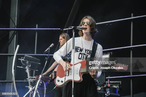 Tom Ogden of Blossoms performs on stage during Day 2 of Tramlines Festival 2018 at Hillsborough Park on July 21, 2018 in Sheffield, England.