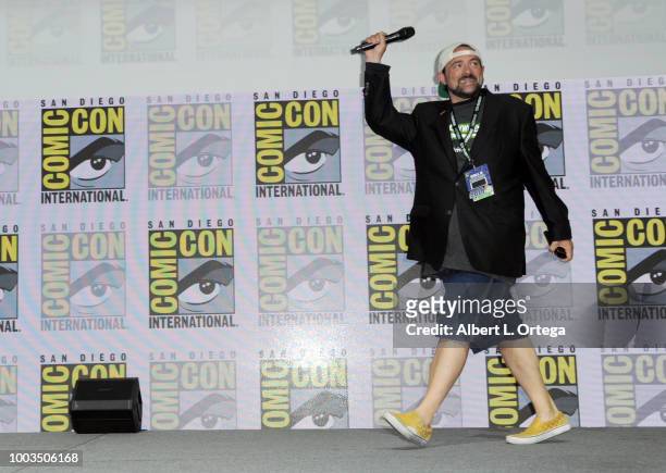 Kevin Smith walks onstage at 'An Evening with Kevin Smith' during Comic-Con International 2018 at San Diego Convention Center on July 21, 2018 in San...